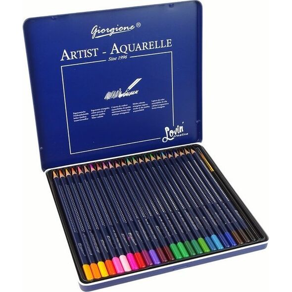 LeanToys Zestaw 24 Kredek Akwarelowych Metalowy Pojemnik 13675146 5905679076668