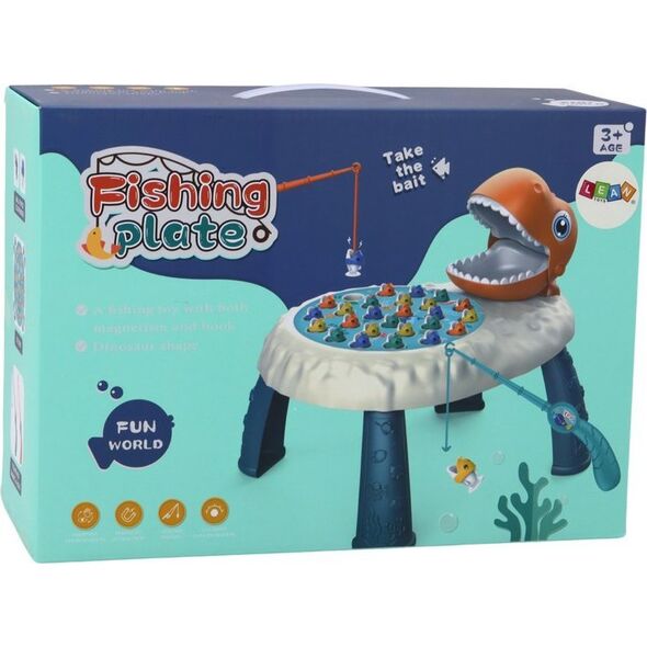 LeanToys Gra Zręcznościowa Łowienie Rybek Stolik Dinozaur Pomarańczowy 13675818 5905991004295