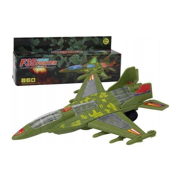 LeanToys Myśliwiec Militarny F35 Jeżdżący Światła Dźwięki Zielony 13676008 5905991007074