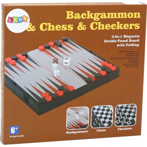 LeanToys Zestaw Gier 3w1 Plansza Magnetyczna Szachy Warcaby Backgammon 13676144 5905991009665