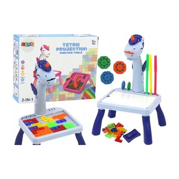 LeanToys Mini Projektor Stolik Tetris 2w1 Jednorożec Niebieski 13676154 5905991009801