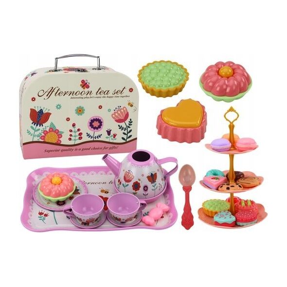 LeanToys Zestaw Do Herbaty W Walizce Filiżanki Talerzyki Patera Ciasteczka 13676222 5905991011217