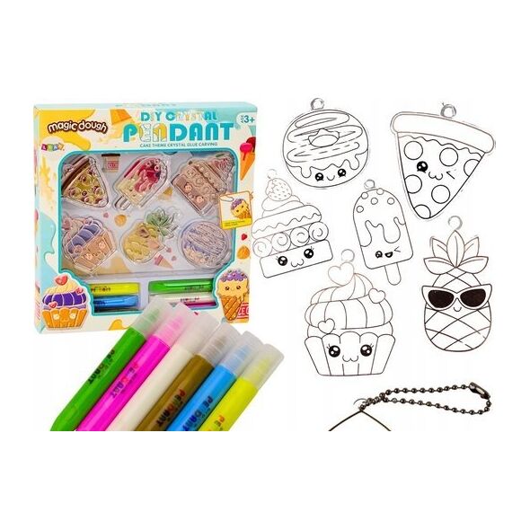 LeanToys Zestaw Kreatywny Witraże Zawieszki DIY Babeczka Pizza Ananas 13676339 5905991015017