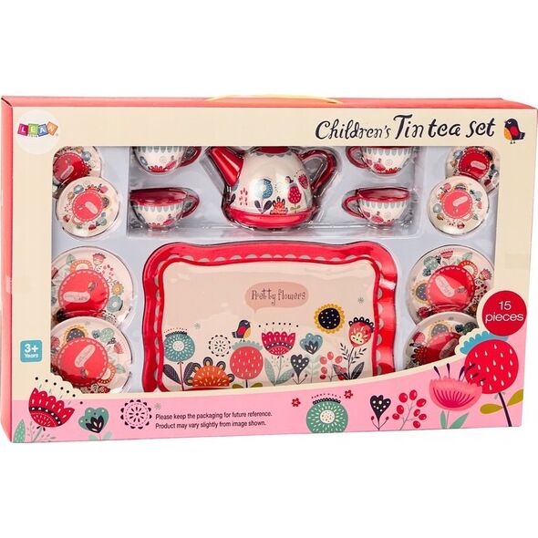 LeanToys Zestaw Do Kawy Herbaty Filiżanki Czajnik Taca Czerwony Kawiarnia 15 ele. 13676340 5905991015130