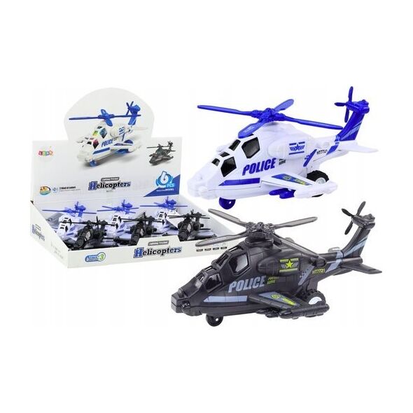 LeanToys Helikopter Policyjny Biały lub Czarny Napęd Frykcyjny Światło i Dźwięk 13676374 5905991015673