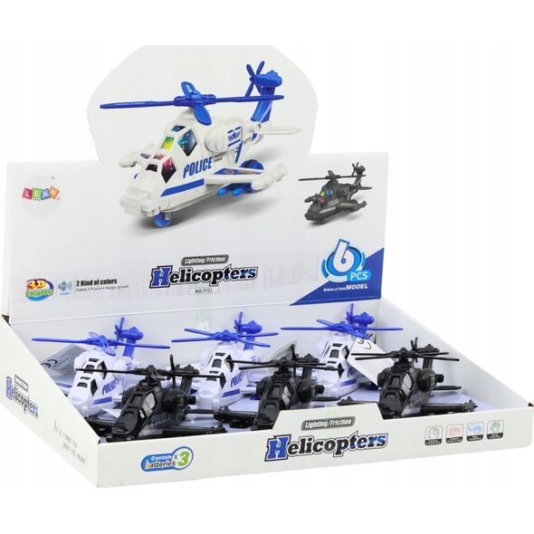 LeanToys Helikopter Policyjny Biały lub Czarny Napęd Frykcyjny Światło i Dźwięk 13676374 5905991015673