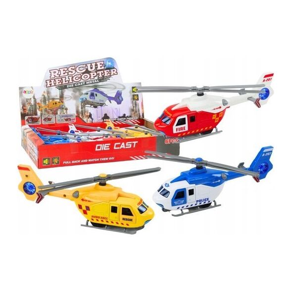 LeanToys Helikopter Ratunkowy Policyjny Strażacki Metalowy Napęd Otwierane Drzwi 13676638 5905991019626