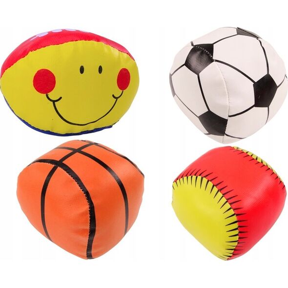 LeanToys Miękkie Piłki Sportowe Koszykówka Rugby Piłka Nożna Baseball Zestaw 4ele. 13676687 5905991020370