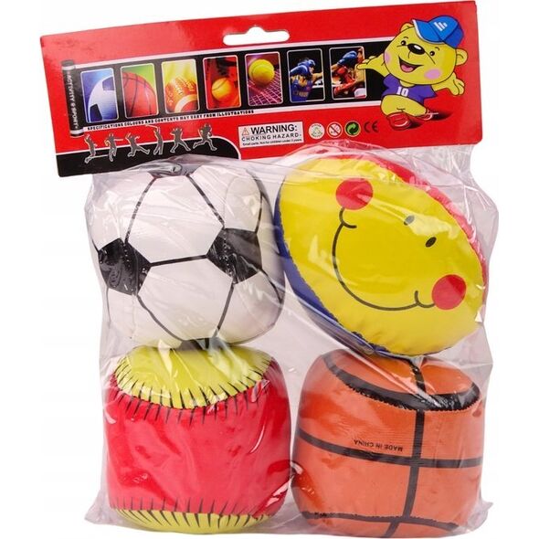 LeanToys Miękkie Piłki Sportowe Koszykówka Rugby Piłka Nożna Baseball Zestaw 4ele. 13676687 5905991020370