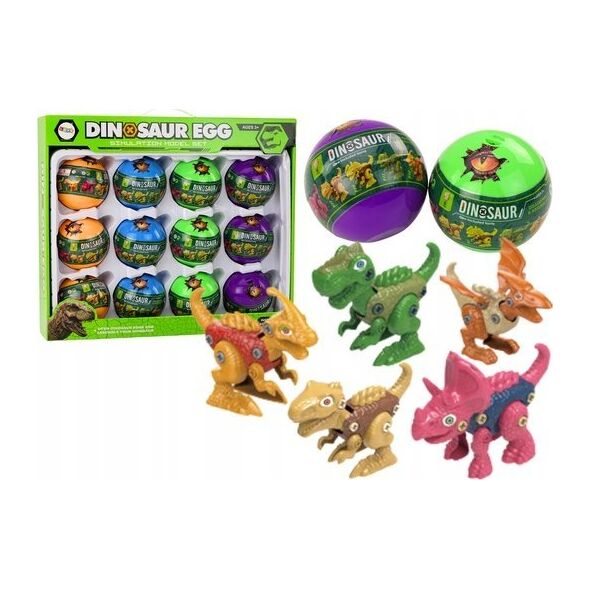LeanToys Jaja Dinozaurów Do Skręcania 12 Sztuk Zestaw Kolorowe 13676708 5905991020486