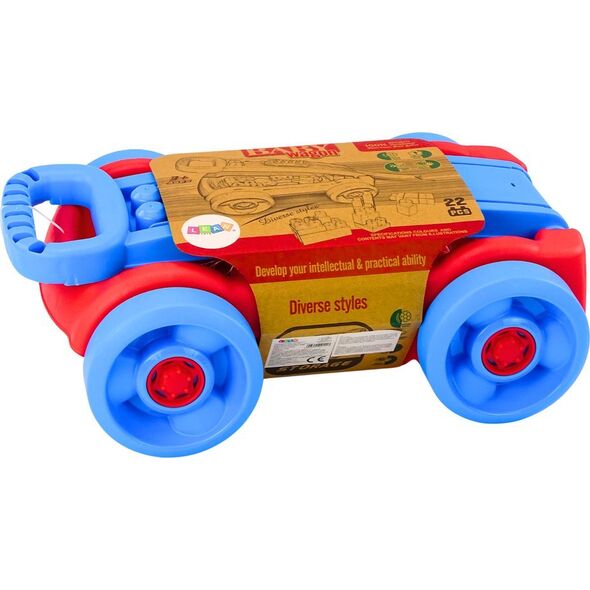 LeanToys Zestaw Klocków W Wózku Na Kółkach Niebiesko-Czerwony 13676736 5905991021117