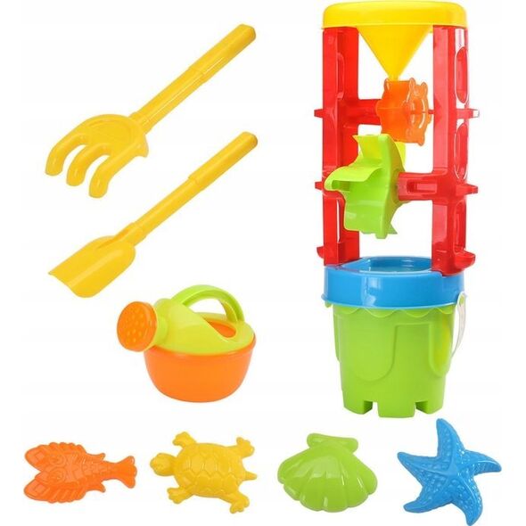 LeanToys Zestaw Zabawek Do Piasku Duży Młynek Wiaderko Foremki Kolorowy 13676779 5905991021582