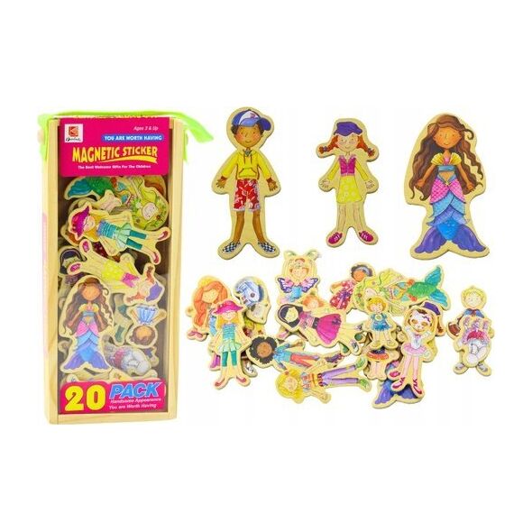LeanToys Zestaw Magnesy Drewniane Postacie W Przebraniach Kolorowe 20 Sztuk 13676809 5905991021810