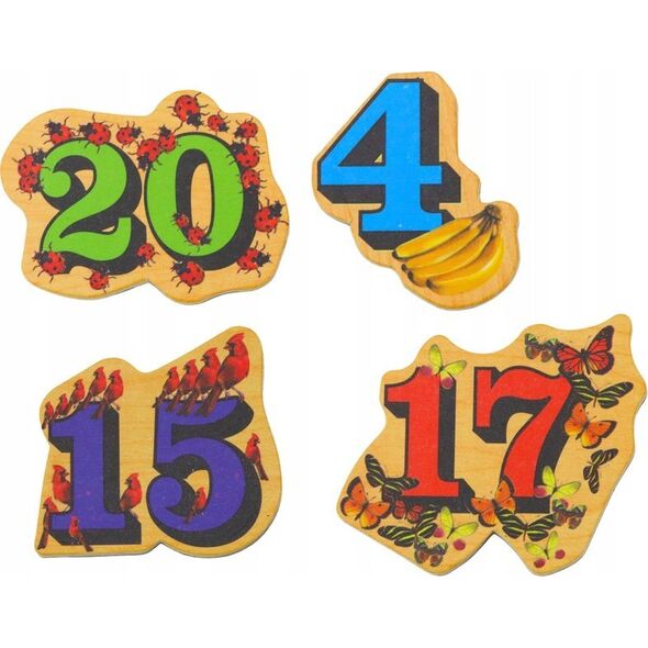 LeanToys Zestaw Magnesy Drewniane Cyfry Obrazki 20 Sztuk 13676836 5905991021865