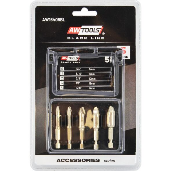 AWTools AWTOOLS ZESTAW WYKRĘTAKÓW DO URWANYCH ŚRUB / NAKRĘTEK 5 elem.   BLACK LINE 13683519 5903678615345