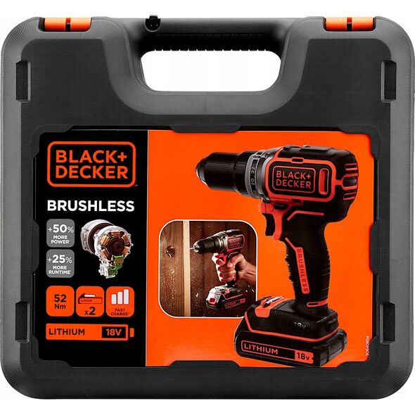 Wiertarko-wkrętarka Black+Decker BLACK+DECKER WKRĘTARKA 18V BL186KB 52Nm 2x2,0Ah BL 13683751 5035048663134