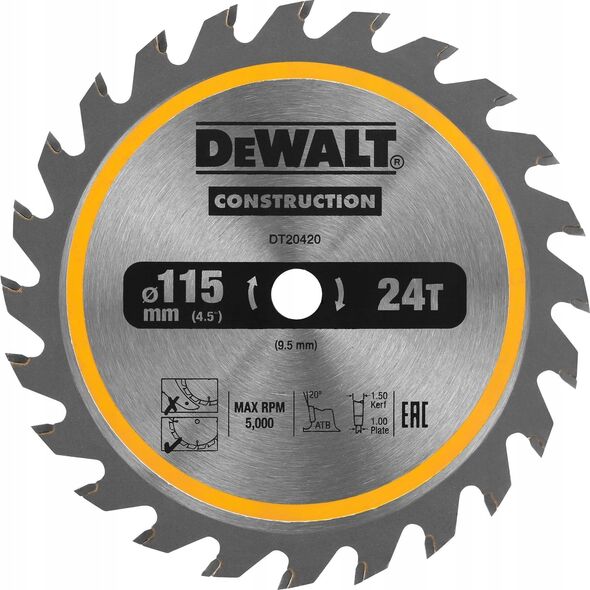 Dewalt DEWALT PIŁA TARCZ.115x25z ATB DREWNO Z GWOŹDZIAMI DO DCS571 13683766 5054905255992