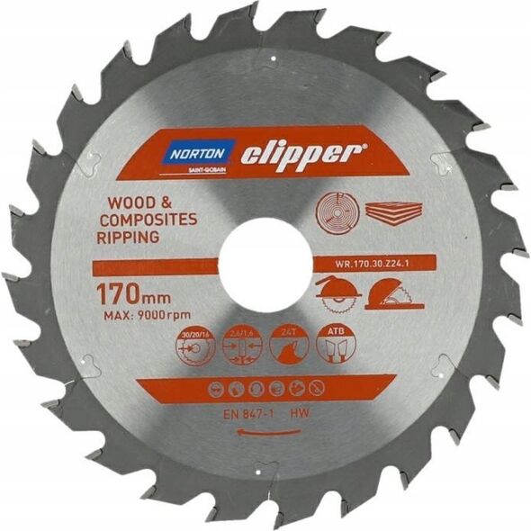 Norton NORTON PIŁA TARCZOWA 170mm x 30mm x 48z DREWNO I KOMPOZYTY ATB (2,6 / 1,6) 13683855 5450248769422