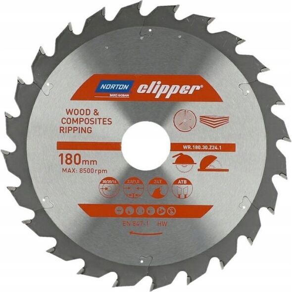 Norton NORTON PIŁA TARCZOWA 180mm x 30mm x 24z DREWNO I KOMPOZYTY ATB (2,8 / 1,8) 13683856 5450248769446