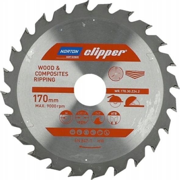 Norton NORTON PIŁA TARCZOWA 170mm x 30mm x 24z DREWNO I KOMPOZYTY ATB (2,8 / 1,8) 13683861 5450248769439