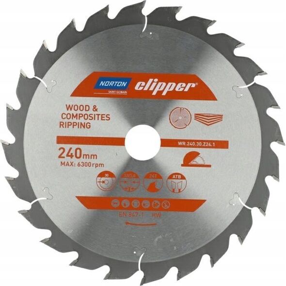 Norton NORTON PIŁA TARCZOWA 240mm x 30mm x 24z DREWNO I KOMPOZYTY ATB (3,0 / 2,0) 13683862 5450248769590