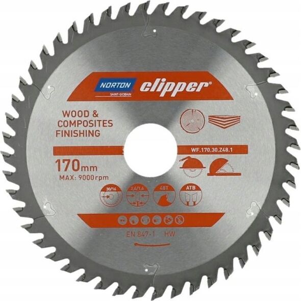 Norton NORTON PIŁA TARCZOWA 170mm x 30mm x 48z DREWNO I KOMPOZYTY ATB (2,6 / 1,6) 13683865 5450248768906