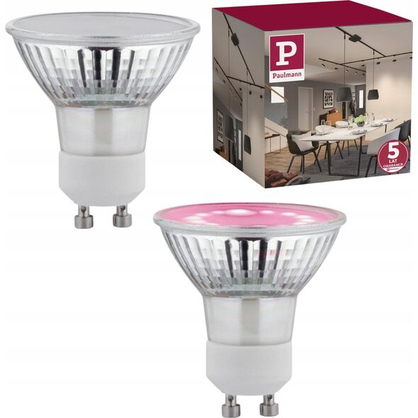 Paulmann Źródło światła prowzrostowe LED Plant GU10 3,5W 95lm 1100K 230V szkło 13684368 4000870289747