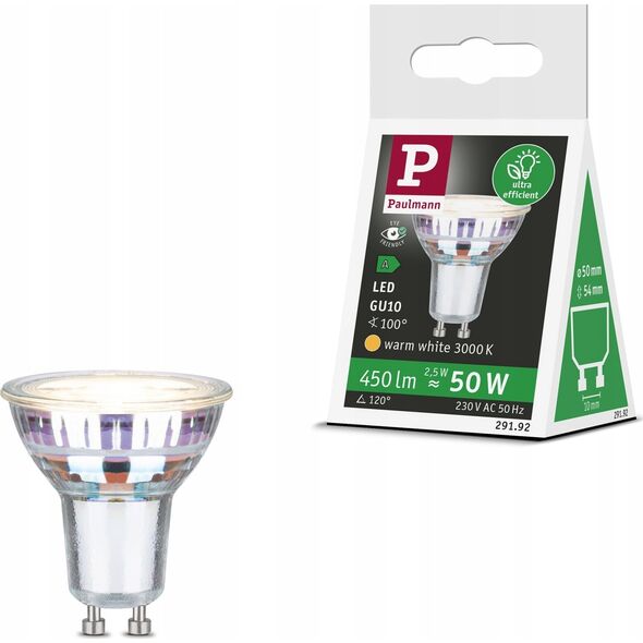 Paulmann Źródło światła LED GU10 ECO LINE 2.5W 450lm 3000K 230V srebrny / szkło 13684395 4000870291924