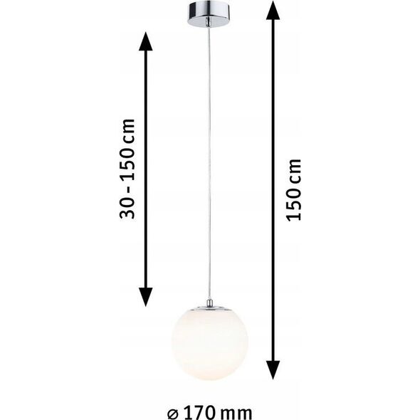 Lampa wisząca Paulmann Lampa wisząca łazienkowa GOVE LED 9W 900lm 3000K IP44 230V chrom satyna / metal 13684457 4000870710661