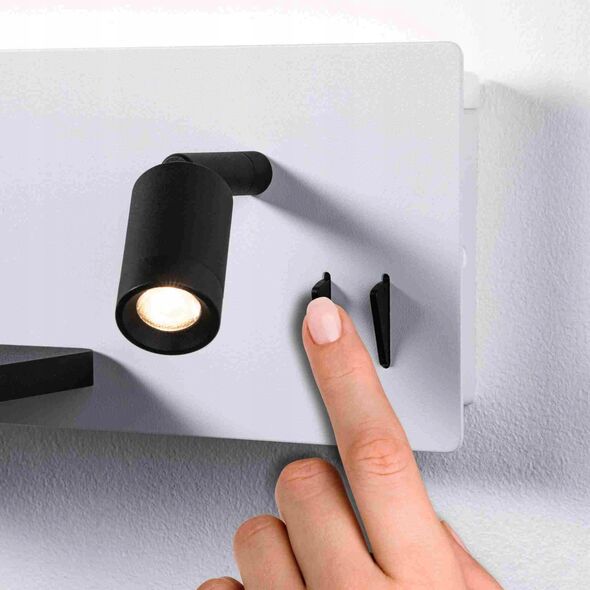 Kinkiet Paulmann Oprawa ścienna SERRA LED DIM  USB-C RIGHT 650/200lm 2700K 230V biały matowy / czarny matowy 13684473 4000870711033