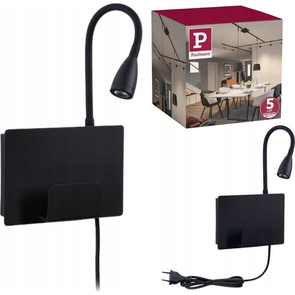 Kinkiet Paulmann Oprawa ścienna HALINA LED 2.4W 200lm 2700K USB-C 230V czarny mat /metal 13684478 4000870711019