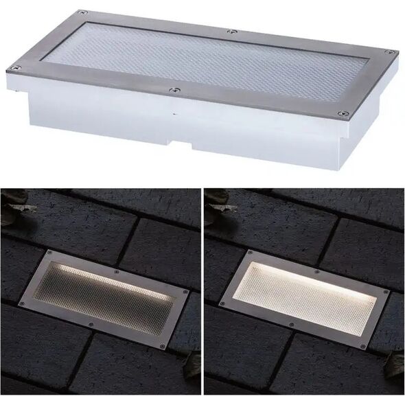 Paulmann Oprawa dogruntowa BRICK LED 1.6W 50lm 3000K IP68 z czujnikiem ruchu 200x100 230V aluminium / stal nierdzewna 13684535 4000870943373