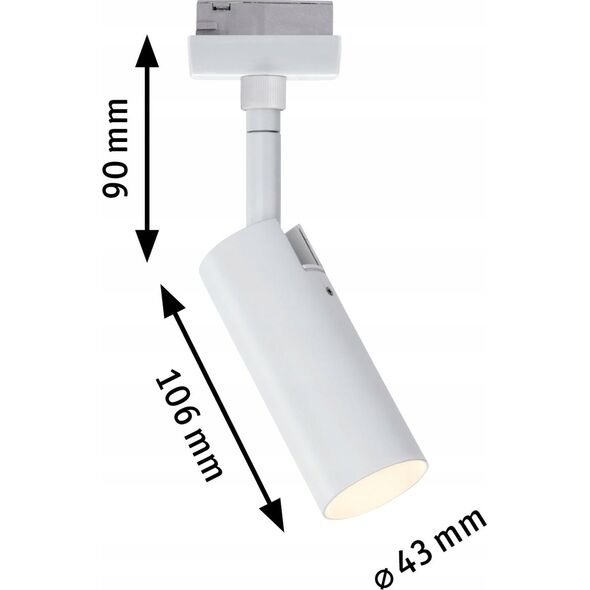 Paulmann Reflektor na szynoprzewód URail TUBO LED 3-STEP DIM 4W 150lm 3000K 230V biały / metal 13684620 4000870955918