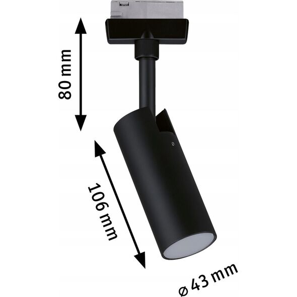 Paulmann Reflektor na szynoprzewód URail TUBO LED 3-STEP DIM 4W 150lm 3000K 230V czarny matowy/ metal 13684625 4000870955925