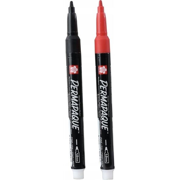 Sakura Markery Permapaque z cienką końcówką czarny + czerwony, Sakura 13684671 8712079482558