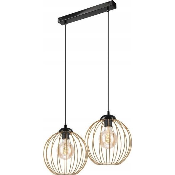 Lampa wisząca Lamkur Lamkur Zoya 45399 lampa wisząca zwis metalowa loft klatka 2x60W E27 czarna/złota 13685349 5907687445399