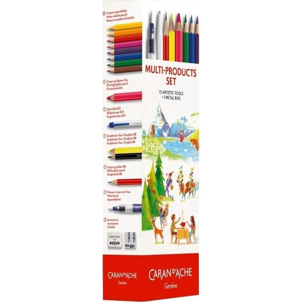 Piórnik Caran d`Arche Metalowy piórnik z wyposażeniem BTS CARAN D'ACHE, 16 elementów 13756973 7630002354486