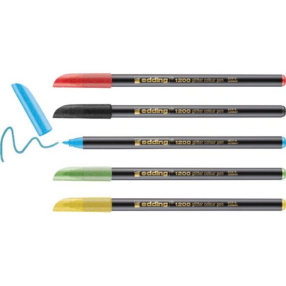 Edding Pisak z cienką końcówką e-1200 EDDING, 3mm, 5 szt., mix kolorów brokatowych 13757029 4057305059550
