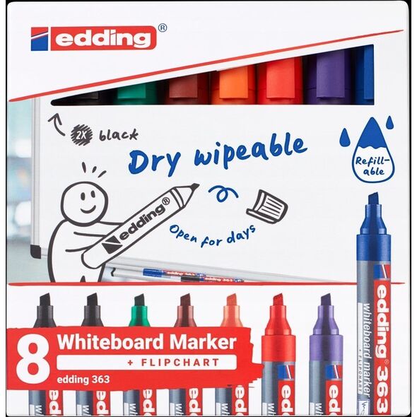 Edding Marker do tablic e-363 EDDING, 1-5mm, 8 szt., mix kolorów 13757037 4057305058393
