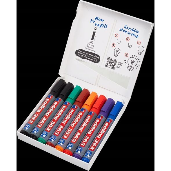Edding Marker do tablic e-363 EDDING, 1-5mm, 8 szt., mix kolorów 13757037 4057305058393
