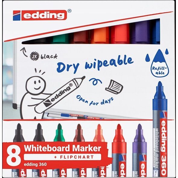 Edding Marker do tablic e-360 EDDING, 1,5-3mm, 8 szt., mix kolorów 13757043 4057305058362