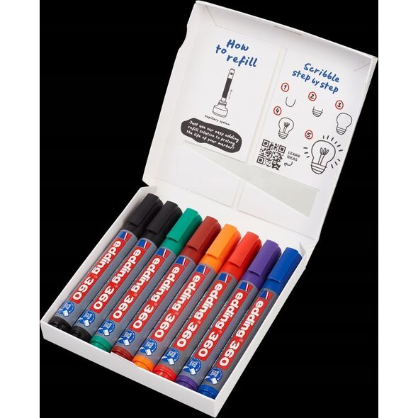 Edding Marker do tablic e-360 EDDING, 1,5-3mm, 8 szt., mix kolorów 13757043 4057305058362