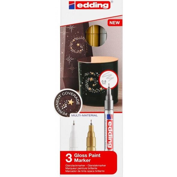 Edding Marker olejowy błyszczący e-780 EDDING, 0,8mm, 3 szt., mix kolorów metalicznych 13757055 4057305020918
