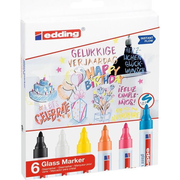 Edding Marker do powierzchni szklanych E-95 EDDING, 1,5-3 mm, 6 szt., mix kolorów 13757058 4057305045614