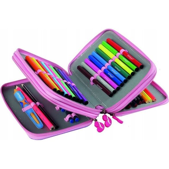 Piórnik Keyroad Piórnik KEYROAD, wyposażony, 3-komorowy, 52 elementy, 20,5x13,5x6 cm, mix kolorów 13757143 6941288709589