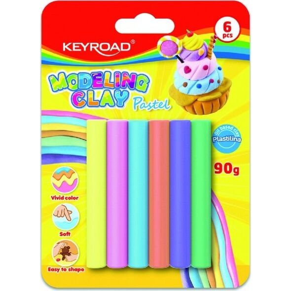 Keyroad Plastelina KEYROAD, 6x15g, pastel, blister, mix kolorów 13757161 6941288728320