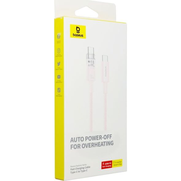Kabel USB Baseus USB-C - USB-C 2 m Różowy 13802850 6932172642884