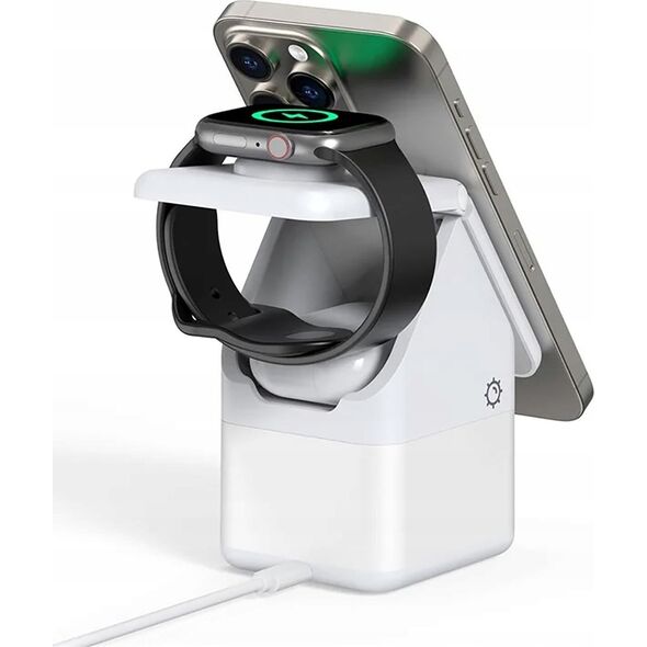 Ładowarka Duzzona Ładowarka indukcyjna Duzzona W20 15W 4w1 do iPhone / AirPods / Apple Watch z lampką nocną - biała 13804574 6934913007402