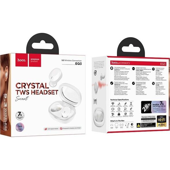 Słuchawki Hoco HOCO słuchawki bezprzewodowe bluetooth TWS EQ3 białe 13809169 6931474798565