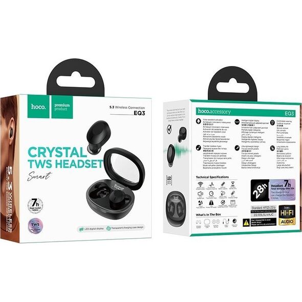 Słuchawki Hoco HOCO słuchawki bezprzewodowe bluetooth TWS EQ3 czarne 13809170 6931474798558